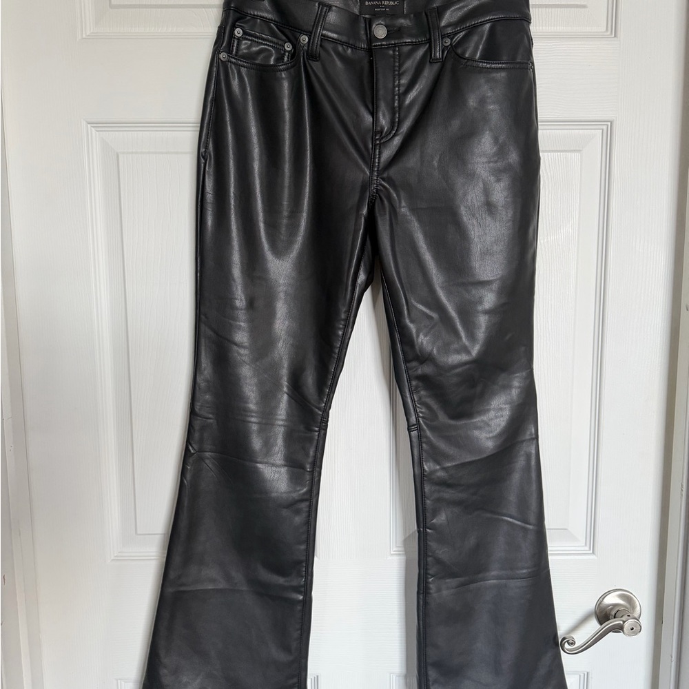 Banana Republic Black Leather Flare Pants